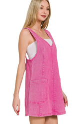 Zenana Washed Adjustable Strap Denim Overall Dress OutfitFlow